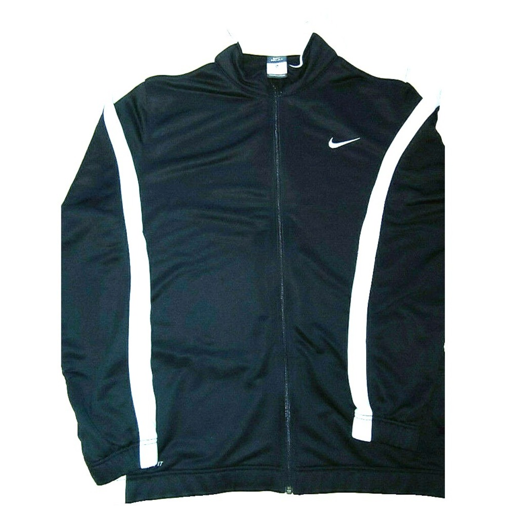 NIKE Dri Fit Men's Black Size XL Track Zip Jacket Athletic Sport Activewear